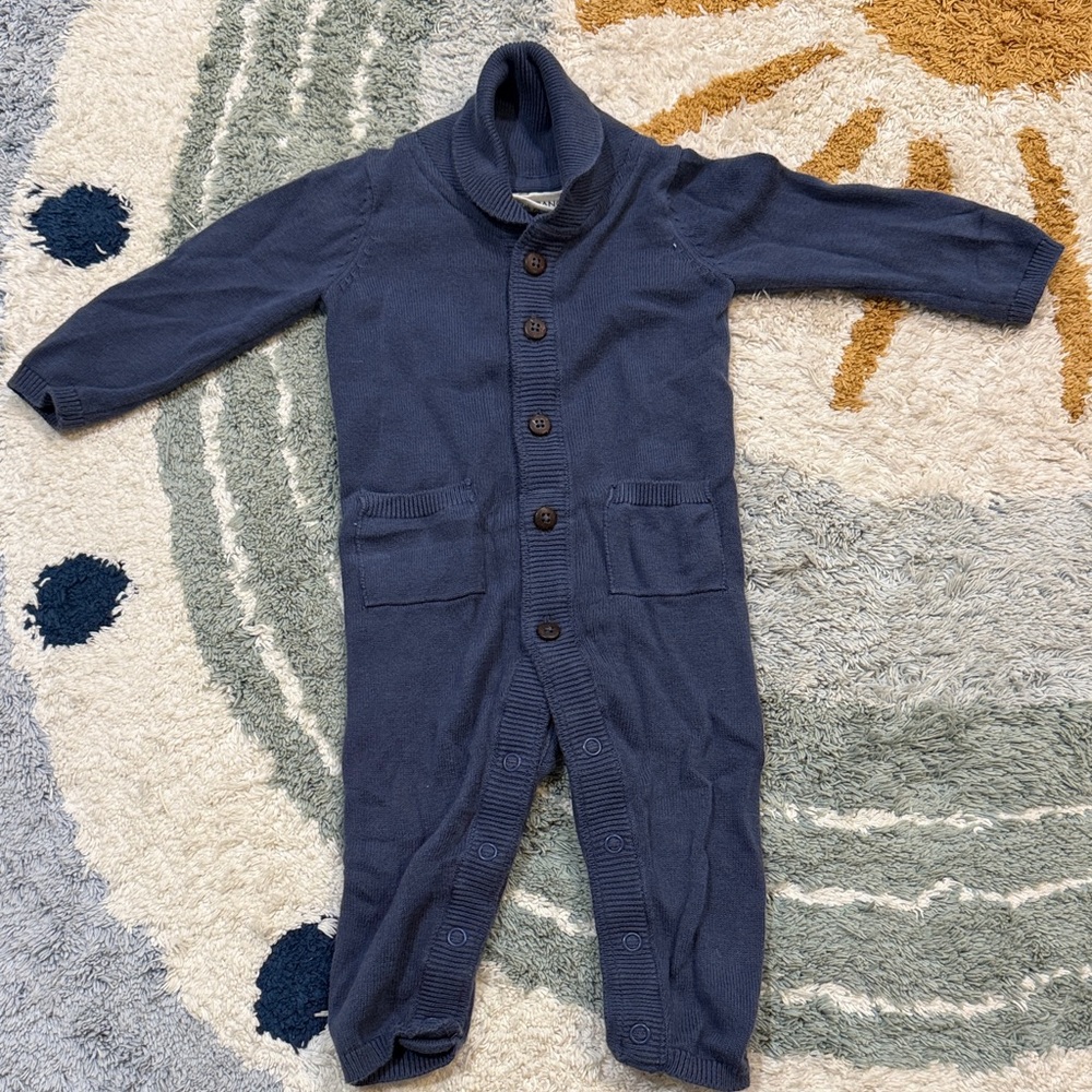 Viverano Organic Milan Blue Shawl Jumpsuit 0-3